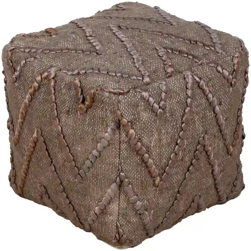 Global Textured Jute 16-inch Square Pouf