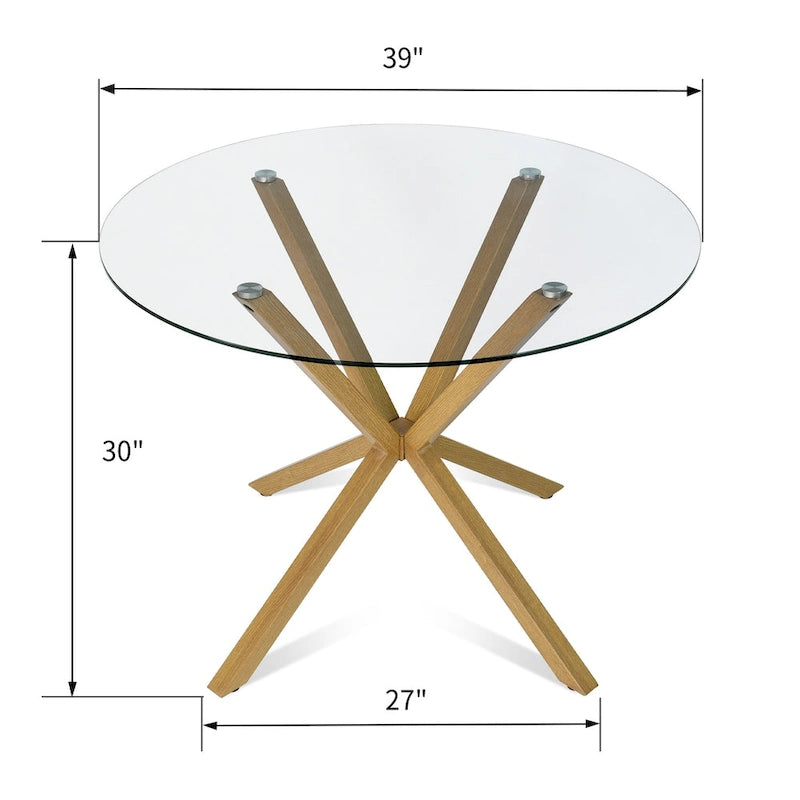 Table à manger en verre ronde de 39 po – 39 x 39 x 30 po