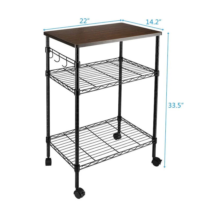 3-Tier Kitchen Utility Cart Black