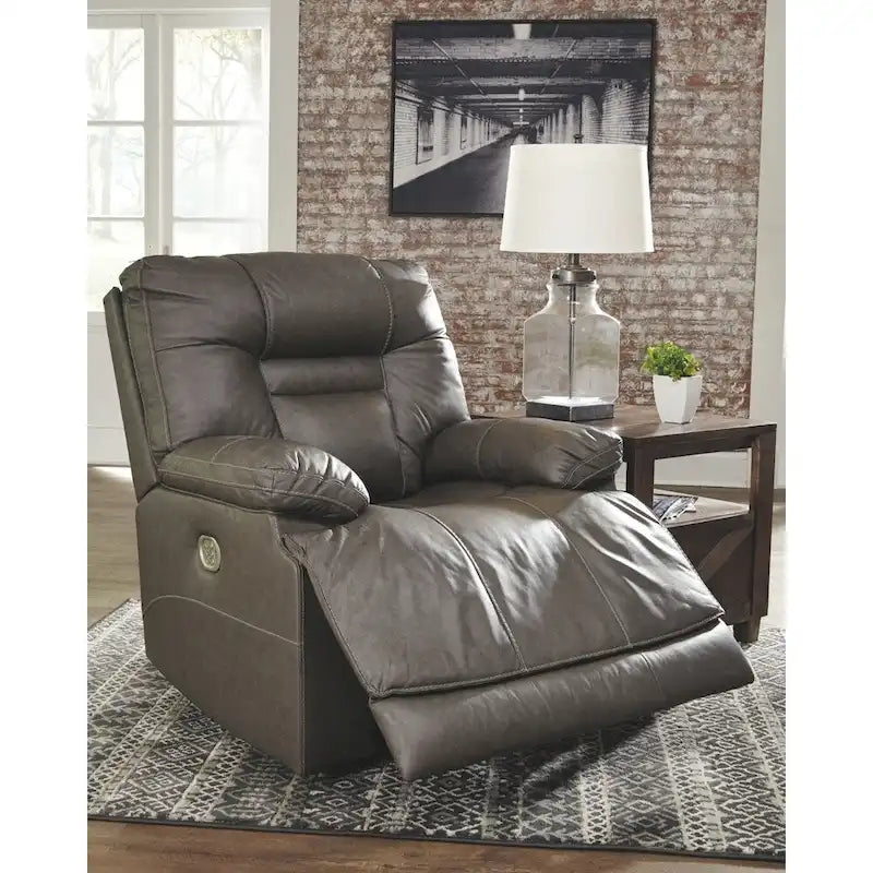 Contemporary Power Recliner with Adjustable Headrest - Smoke