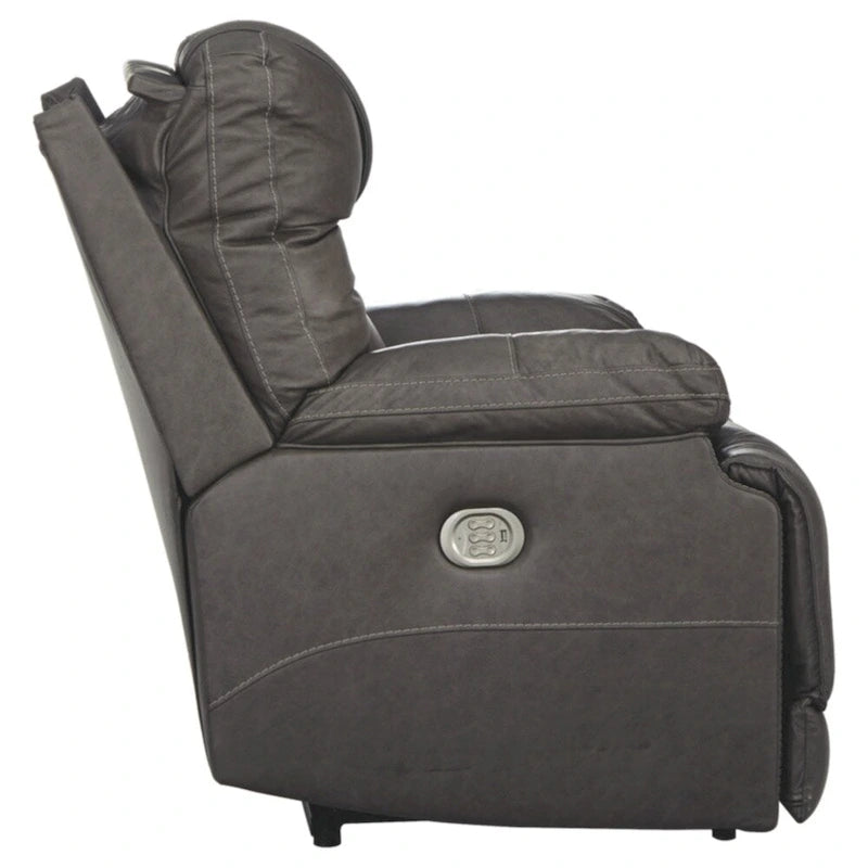 Contemporary Power Recliner with Adjustable Headrest - Smoke