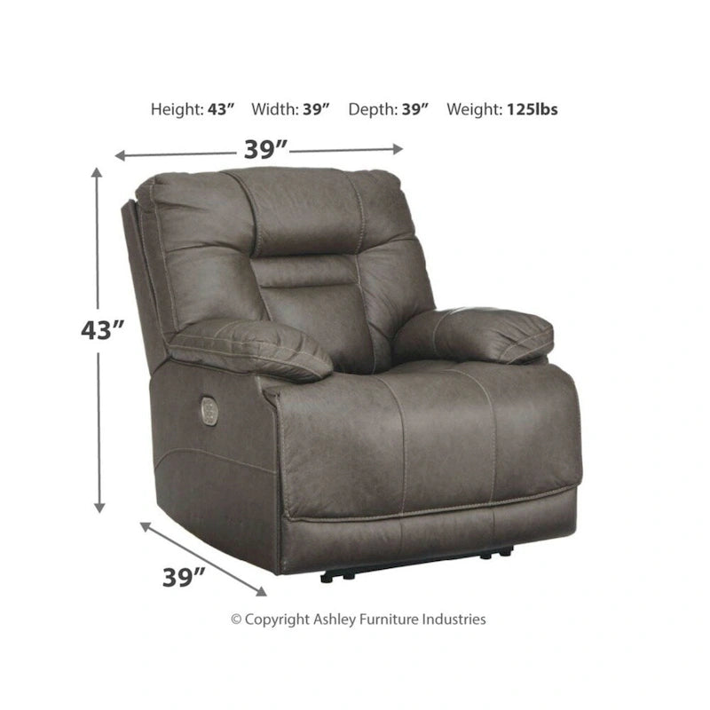 Contemporary Power Recliner with Adjustable Headrest - Smoke
