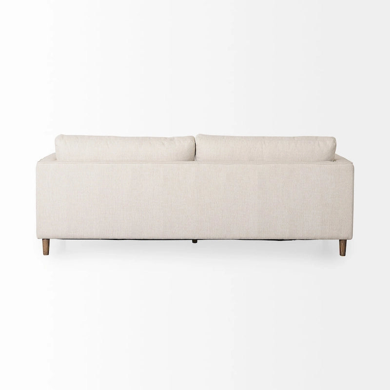 Cream Fabric Sofa w/ Solid Wood Frame and Bolster Cushions - 87.9W x 36.2D x 33.8H