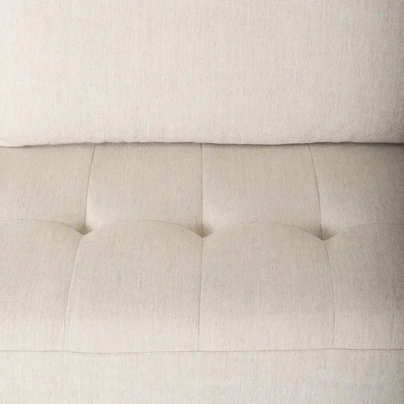Cream Fabric Sofa w/ Solid Wood Frame and Bolster Cushions - 87.9W x 36.2D x 33.8H