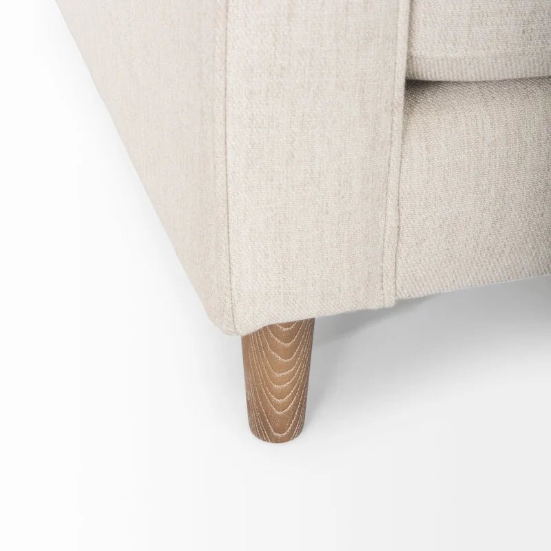 Cream Fabric Sofa w/ Solid Wood Frame and Bolster Cushions - 87.9W x 36.2D x 33.8H