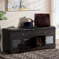Banc de rangement pour chaussures à 2 tiroirs en bois brun foncé, style moderne et contemporain - 52,5 cm H x 120,5 cm L x 39,7 cm P
