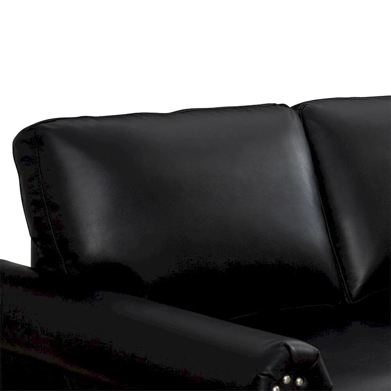 Classic Living Room Nails Sofa, Faux Leather