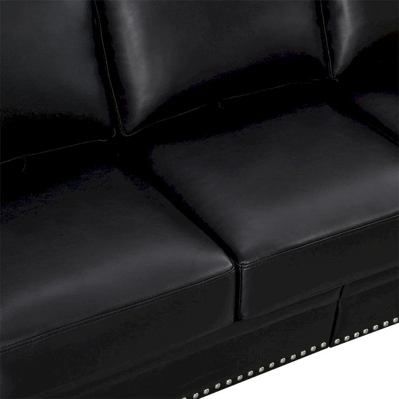 Classic Living Room Nails Sofa, Faux Leather