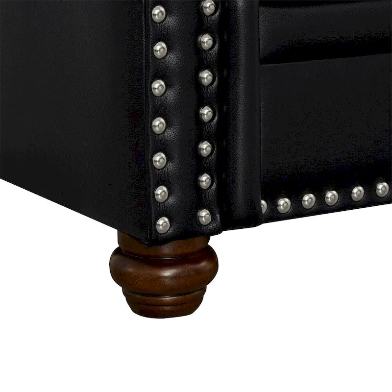 Classic Living Room Nails Sofa, Faux Leather