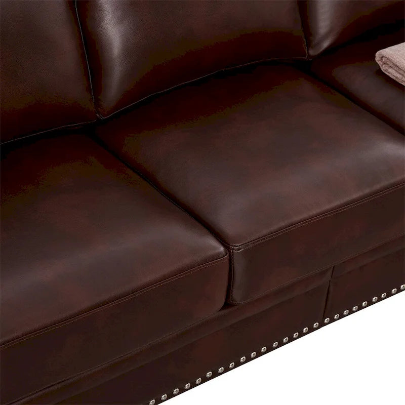 Classic Living Room Nails Sofa, Faux Leather