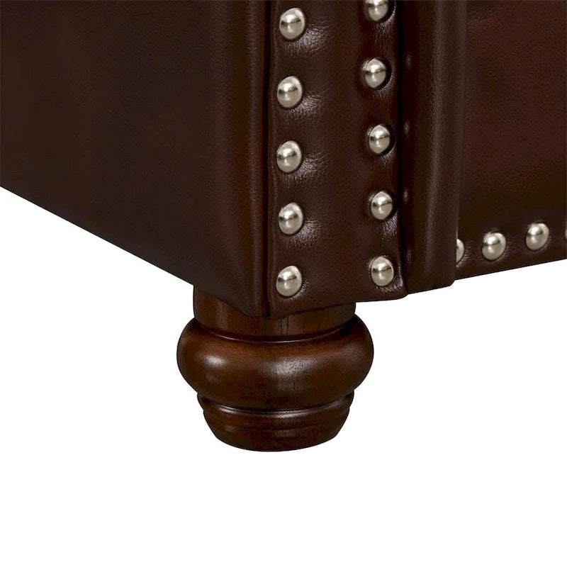 Classic Living Room Nails Sofa, Faux Leather