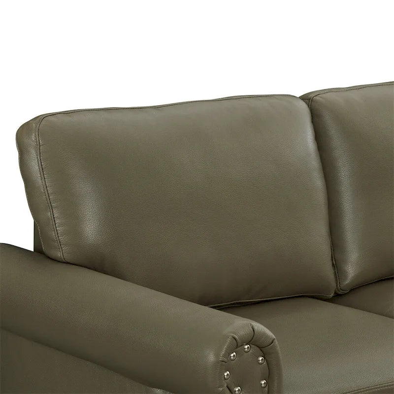 Classic Living Room Nails Sofa, Faux Leather