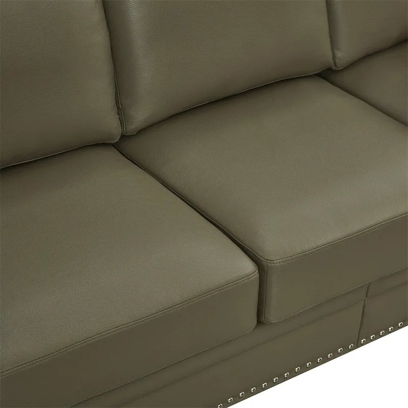 Classic Living Room Nails Sofa, Faux Leather