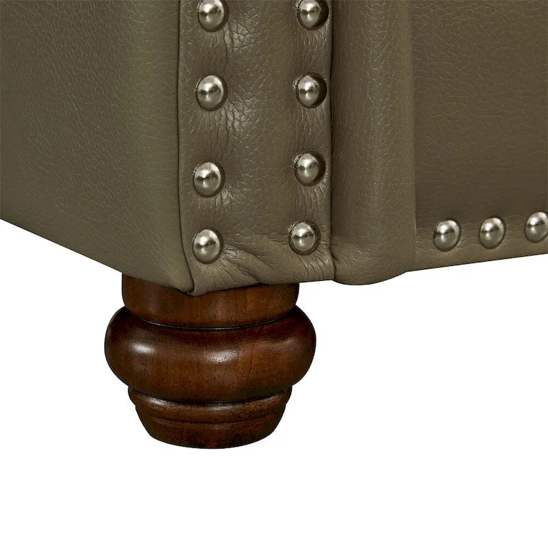 Classic Living Room Nails Sofa, Faux Leather