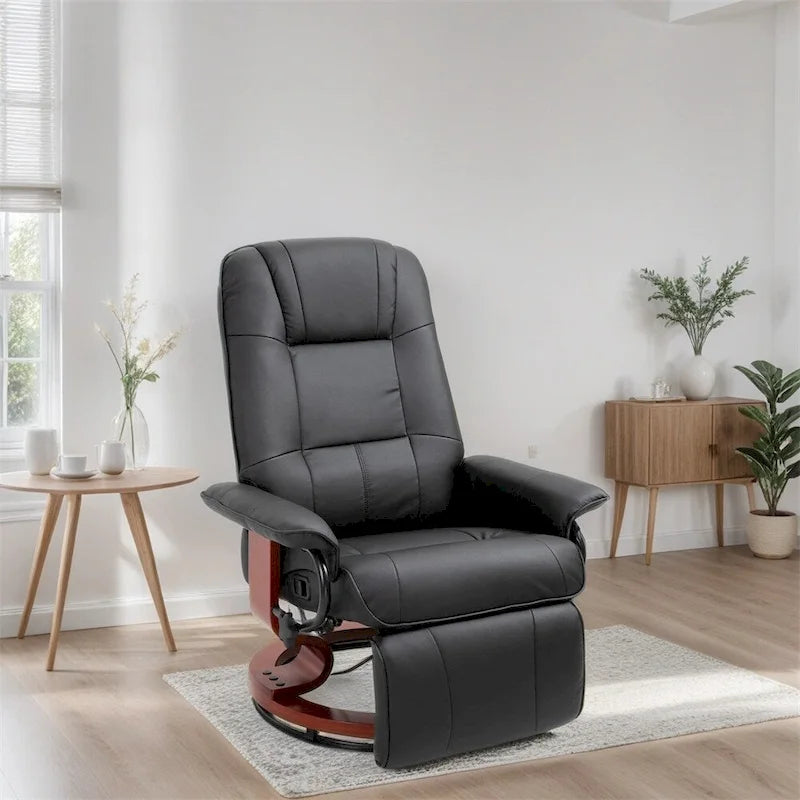 Fauteuil de relaxation pivotant réglable en cuir avec repose-pieds et accoudoirs