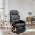 Fauteuil de relaxation pivotant réglable en cuir avec repose-pieds et accoudoirs