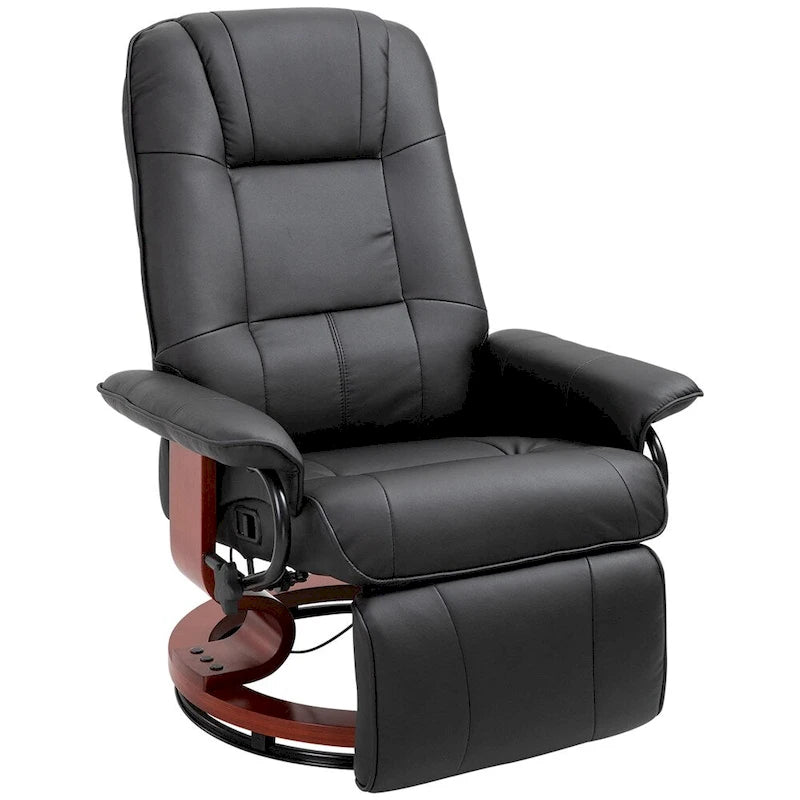 Fauteuil de relaxation pivotant réglable en cuir avec repose-pieds et accoudoirs