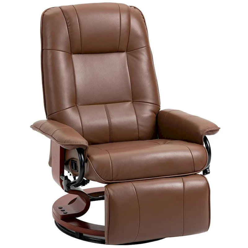 Fauteuil de relaxation pivotant réglable en cuir avec repose-pieds et accoudoirs