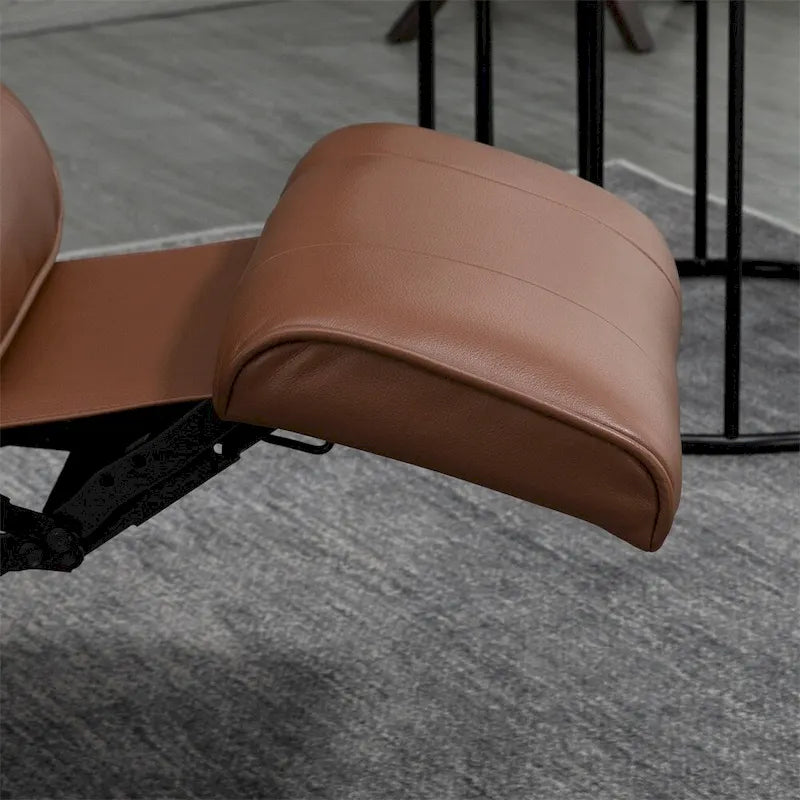 Fauteuil de relaxation pivotant réglable en cuir avec repose-pieds et accoudoirs