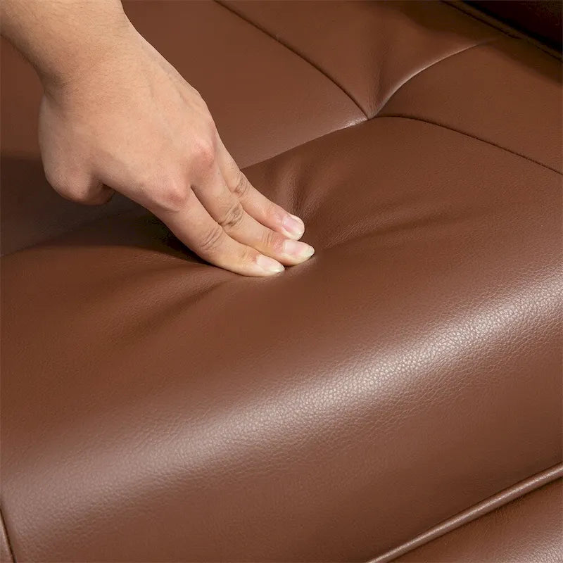 Fauteuil de relaxation pivotant réglable en cuir avec repose-pieds et accoudoirs
