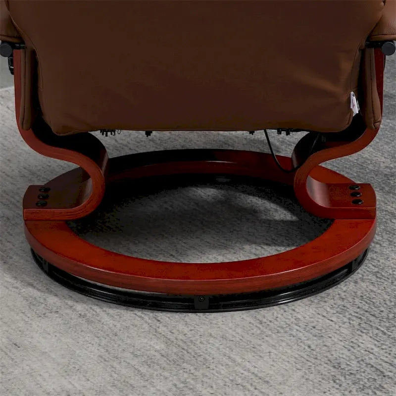 Fauteuil de relaxation pivotant réglable en cuir avec repose-pieds et accoudoirs
