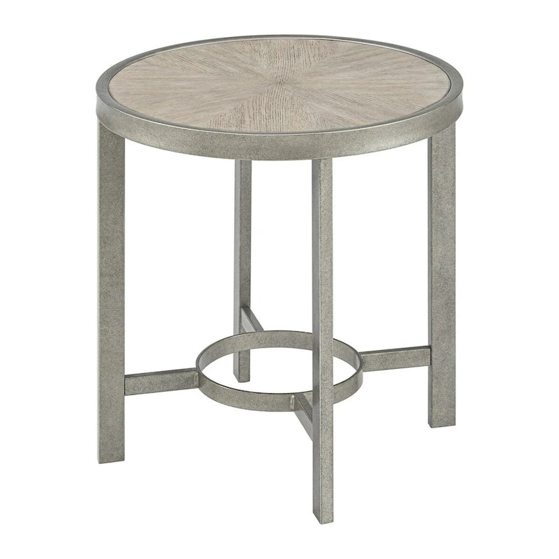 Table d'appoint ronde avec plateau en chêne blanc et piètement en métal