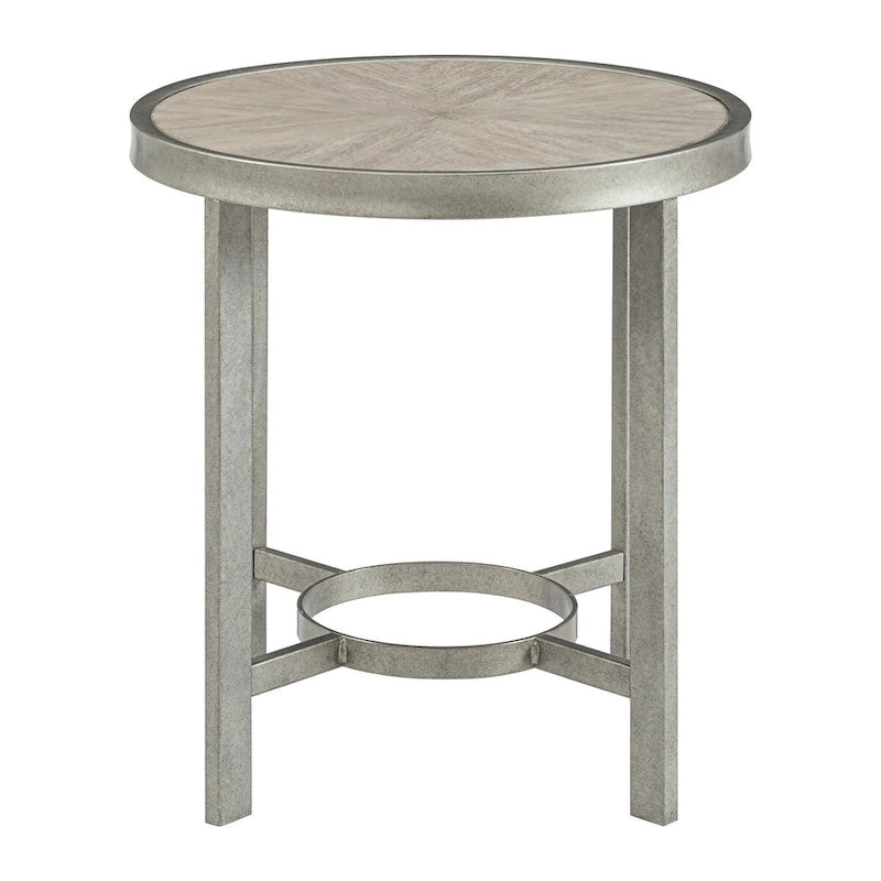 Table d'appoint ronde avec plateau en chêne blanc et piètement en métal