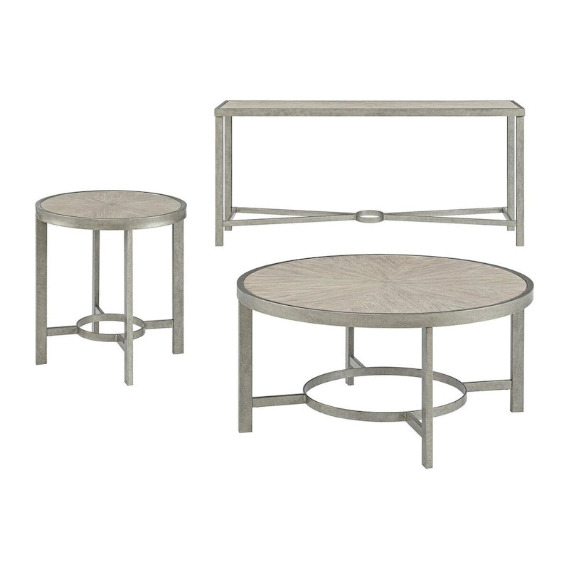 Table d'appoint ronde avec plateau en chêne blanc et piètement en métal