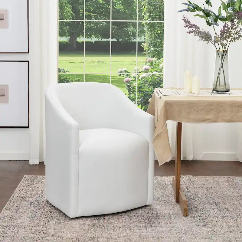 Performance Fabric Upholstered Rolling Dining Armchair