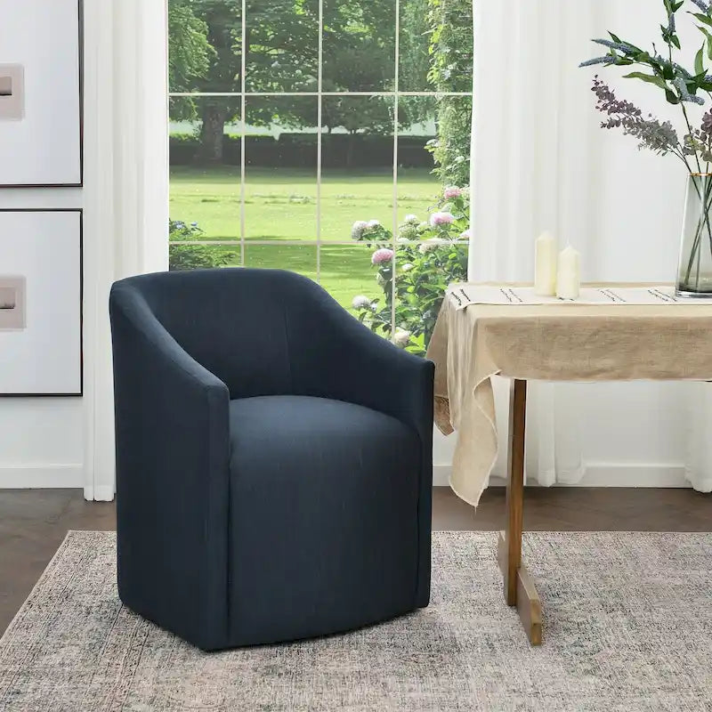 Performance Fabric Upholstered Rolling Dining Armchair
