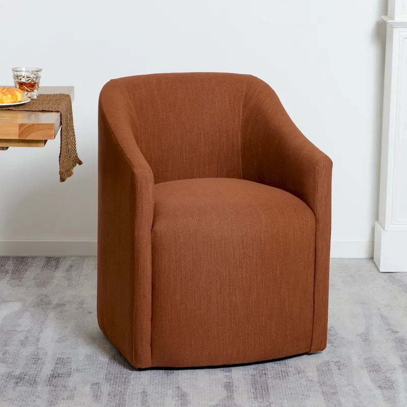 Performance Fabric Upholstered Rolling Dining Armchair
