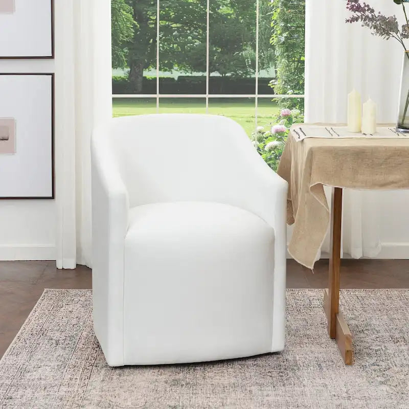 Performance Fabric Upholstered Rolling Dining Armchair