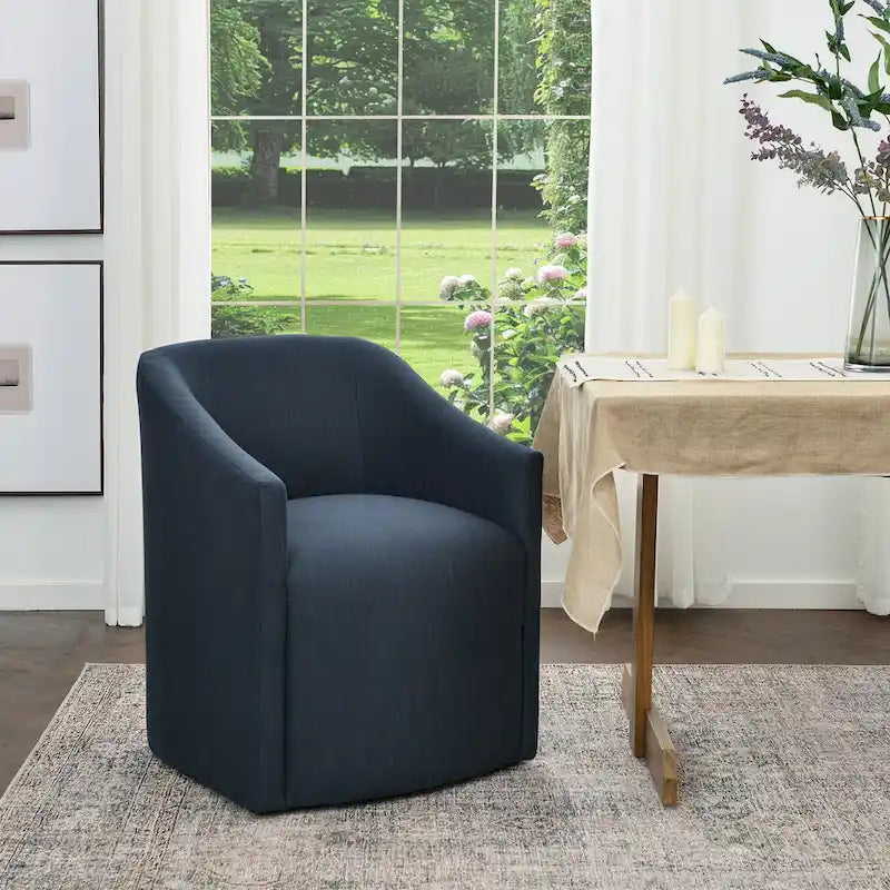 Fauteuil de salle à manger roulant tapissé de tissu de performance