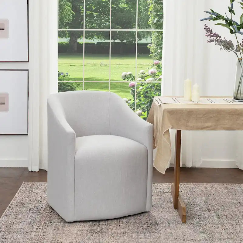 Performance Fabric Upholstered Rolling Dining Armchair