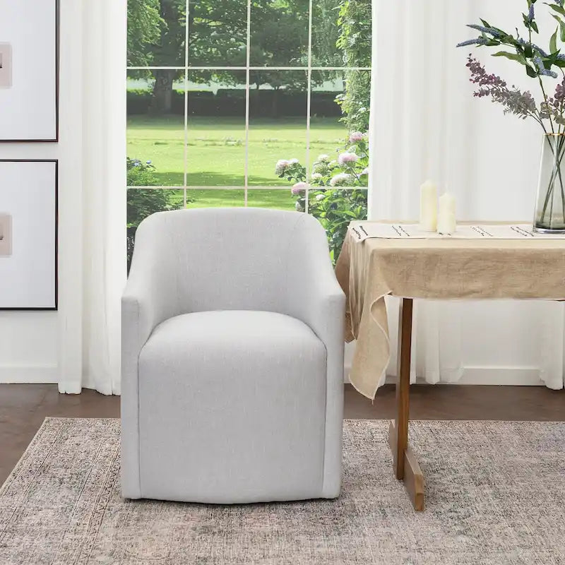 Fauteuil de salle à manger roulant tapissé de tissu de performance