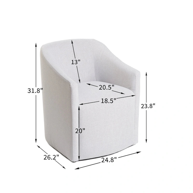 Fauteuil de salle à manger roulant tapissé de tissu de performance
