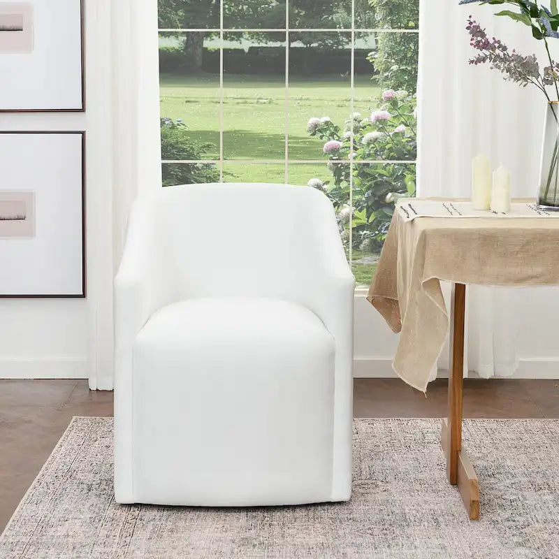 Fauteuil de salle à manger roulant tapissé de tissu de performance