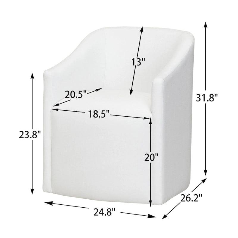 Fauteuil de salle à manger roulant tapissé de tissu de performance