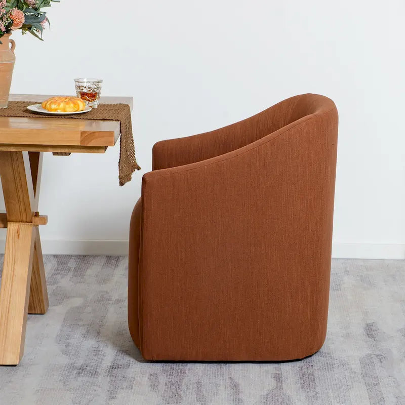 Fauteuil de salle à manger roulant tapissé de tissu de performance