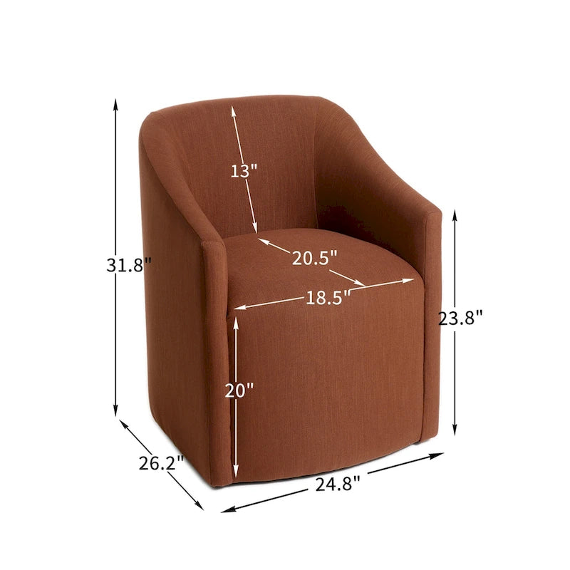 Fauteuil de salle à manger roulant tapissé de tissu de performance