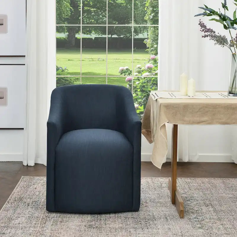Fauteuil de salle à manger roulant tapissé de tissu de performance