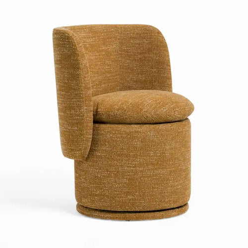 26 Inch Swivel Dining Chair, Yellow Polyester, Solid Poplar Wood
