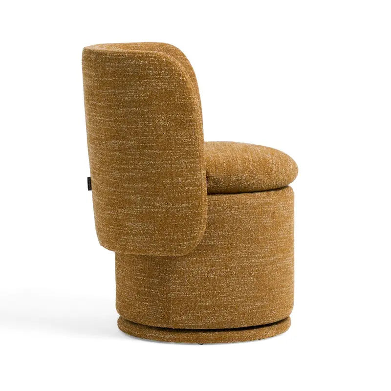 26 Inch Swivel Dining Chair, Yellow Polyester, Solid Poplar Wood