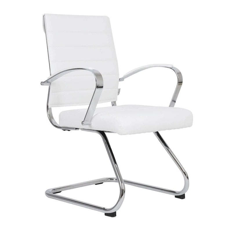 Leather Office Chair with Stainless Steel Sled Base