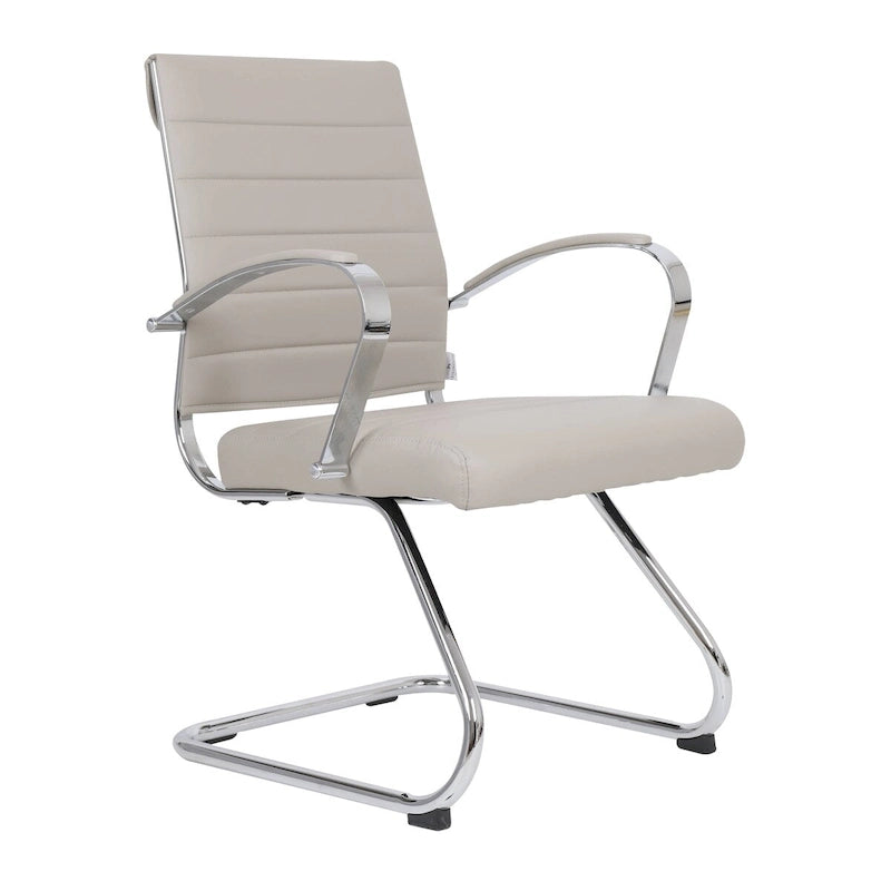 Leather Office Chair with Stainless Steel Sled Base