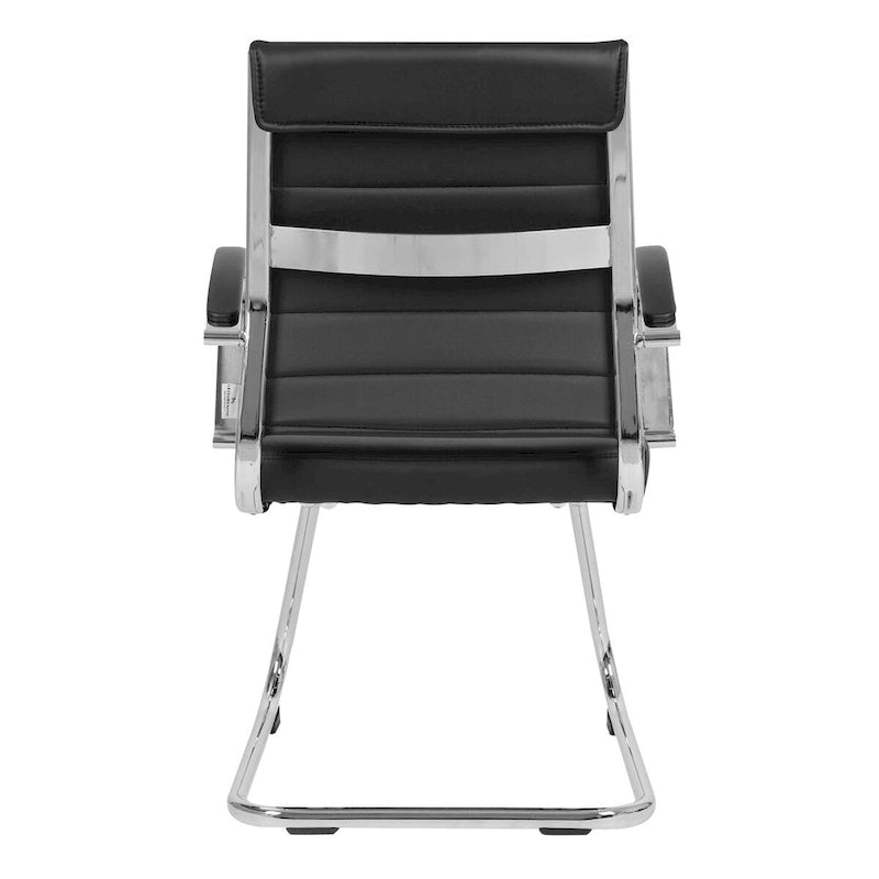 Fauteuil de bureau en cuir avec piètement luge en acier inoxydable