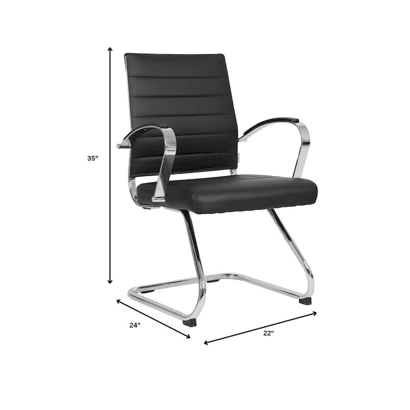 Fauteuil de bureau en cuir avec piètement luge en acier inoxydable