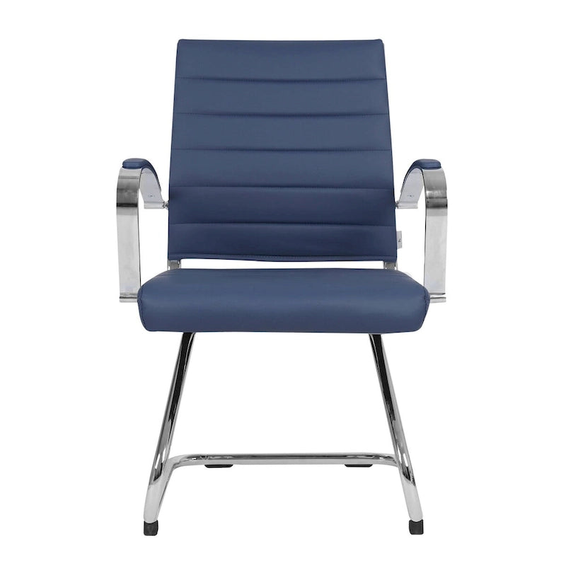 Fauteuil de bureau en cuir avec piètement luge en acier inoxydable
