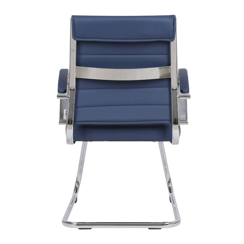 Fauteuil de bureau en cuir avec piètement luge en acier inoxydable
