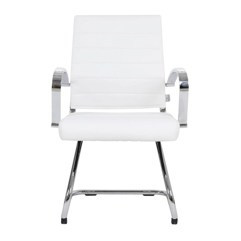Fauteuil de bureau en cuir avec piètement luge en acier inoxydable